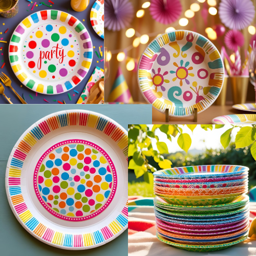 Multicolor Printed Paper Plate – Eco-Friendly Raw Material for Creative Decorating – Perfect for Parties & Events Supplies