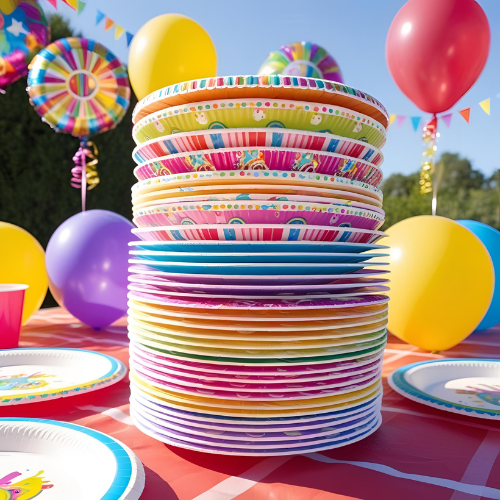 Disposable Party Plates, Elegant Colorful Design for Birthday and Celebration Events, Fun Gatherings and Holiday Parties Gift